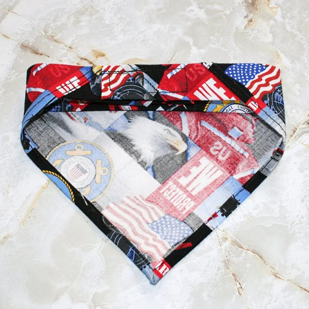 HAND CRAFTED Dog Cat Bandana US Military Coast Guard Pet Scarf Accessory - Picture 2 of 10